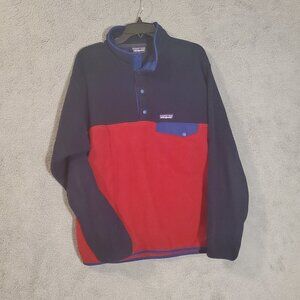Synchilla Men's Fleece Sweater Black Red Long Sleeve L